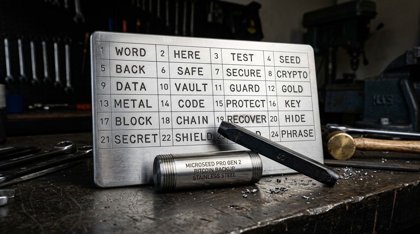 MicroSeed Pro Gen 2 stainless steel Bitcoin seed backup plate